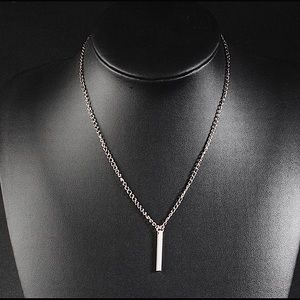 Silver Color Simple Chic Rectangular Bar Necklace